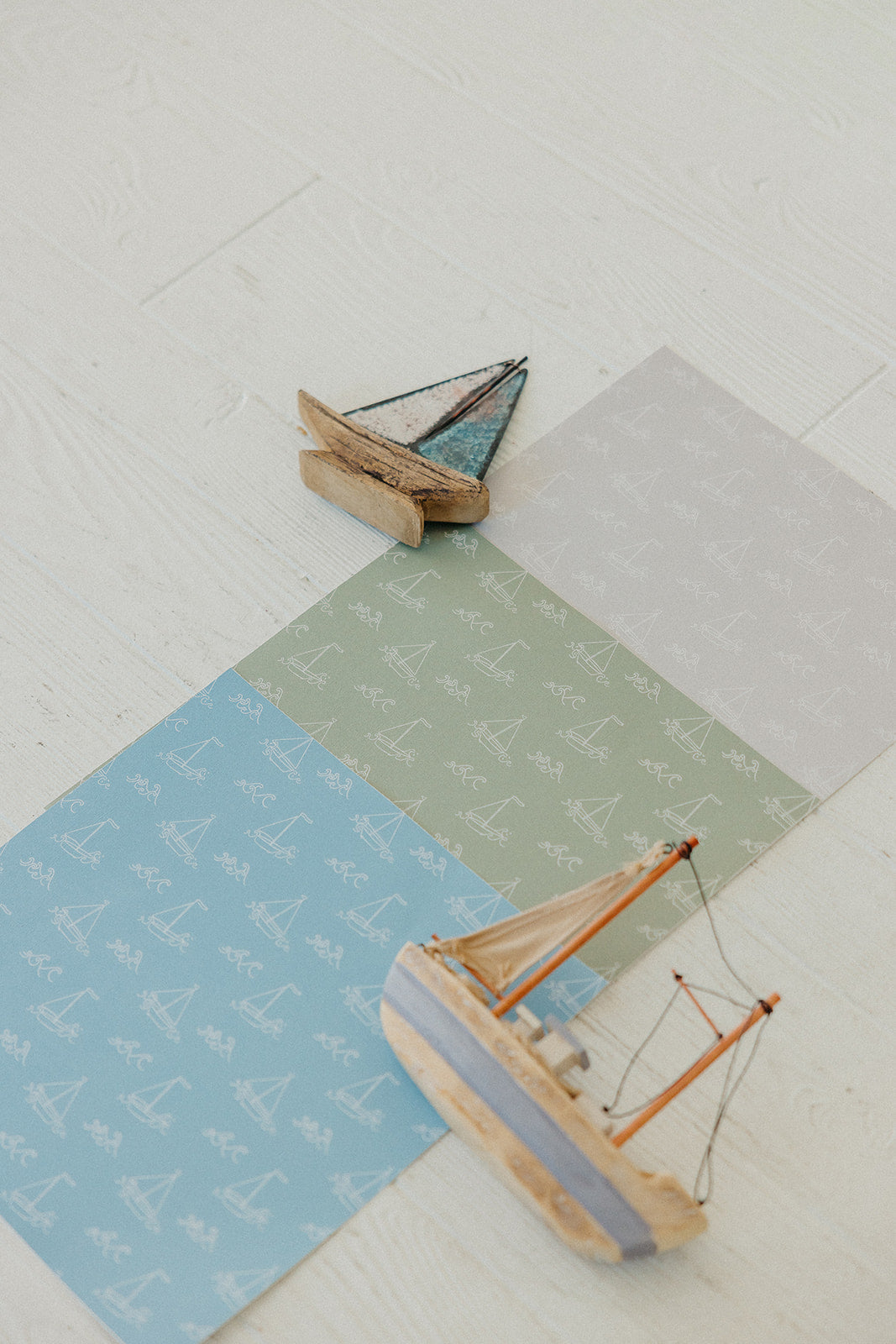 Conrad Removable Wallpaper in Blue and White Coastal Style