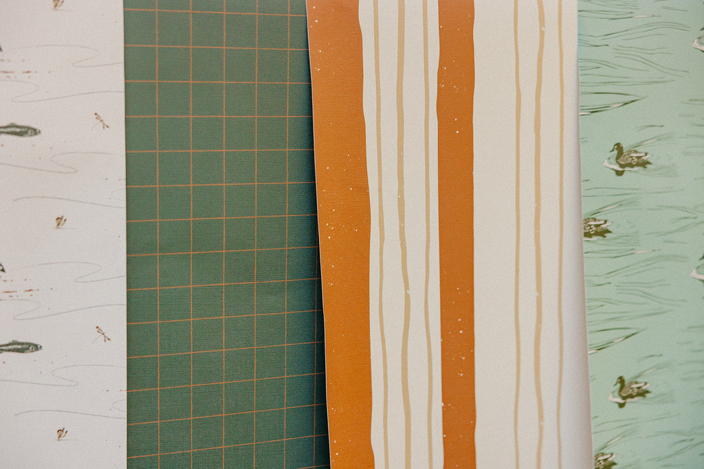 Laken Geometric Removable Wallpaper in Green and Brown