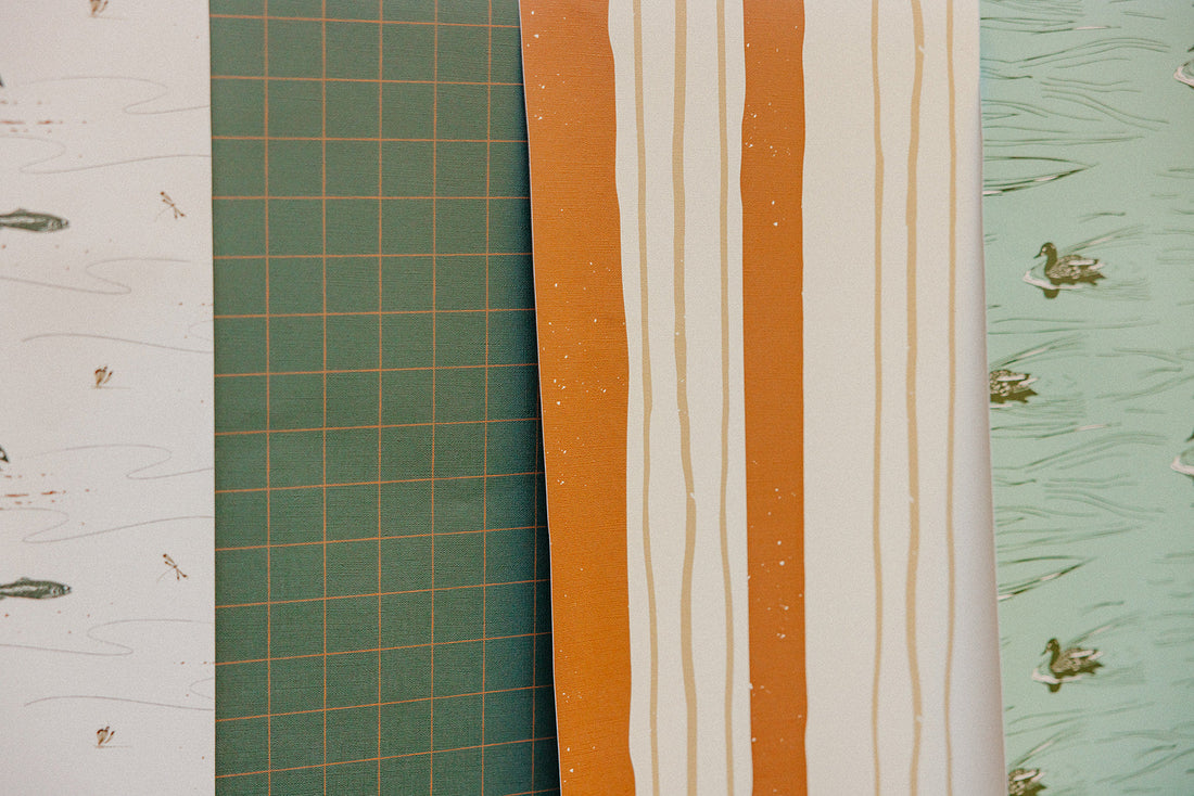 Laken Geometric Removable Wallpaper in Green and Brown