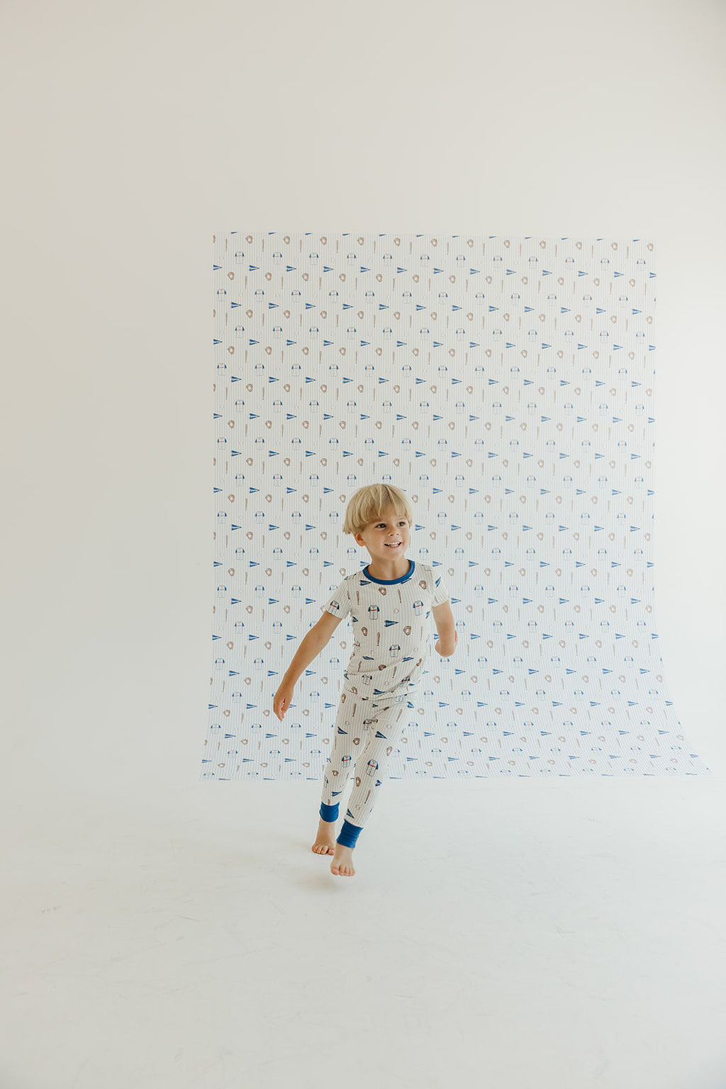 Blue Baseball Peel and Stick Wallpaper for Kids Nursery Decor