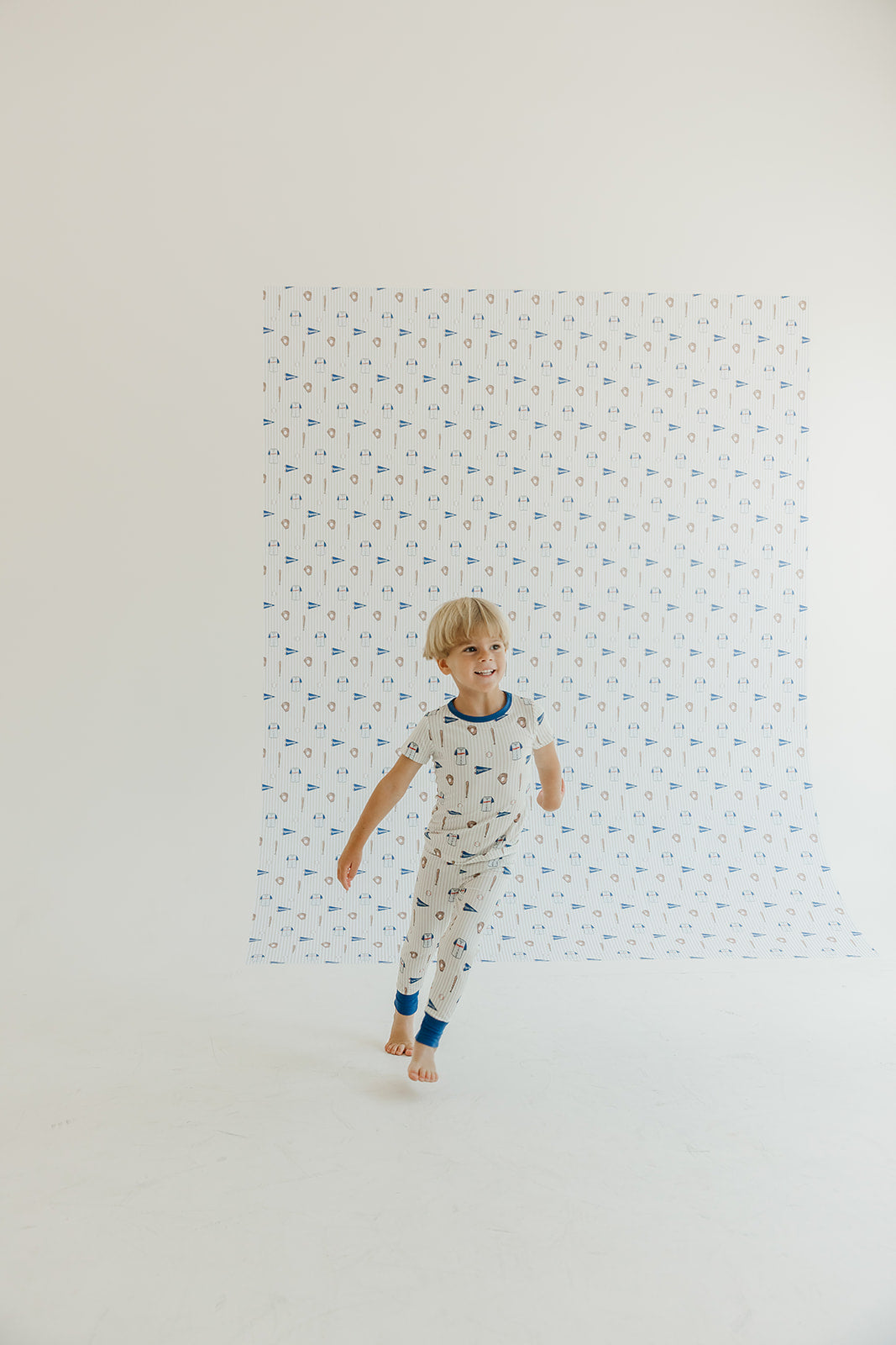Blue Baseball Peel and Stick Wallpaper for Kids Nursery Decor