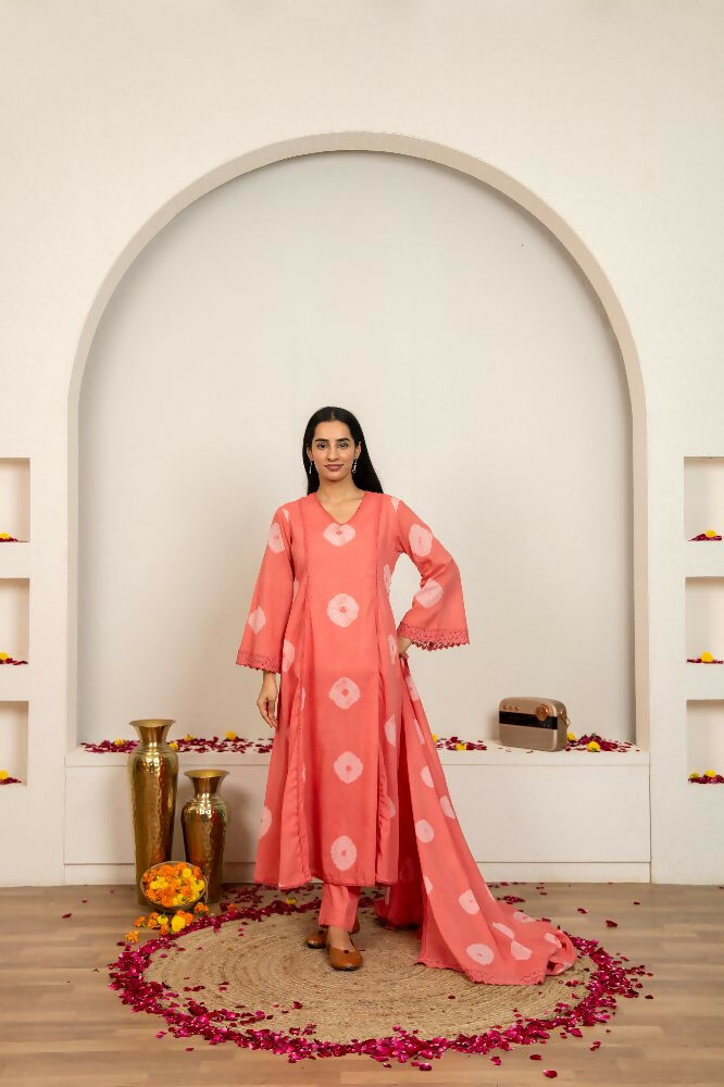 Pink Tie & Dye Cotton Suit Set for Elegant Style
