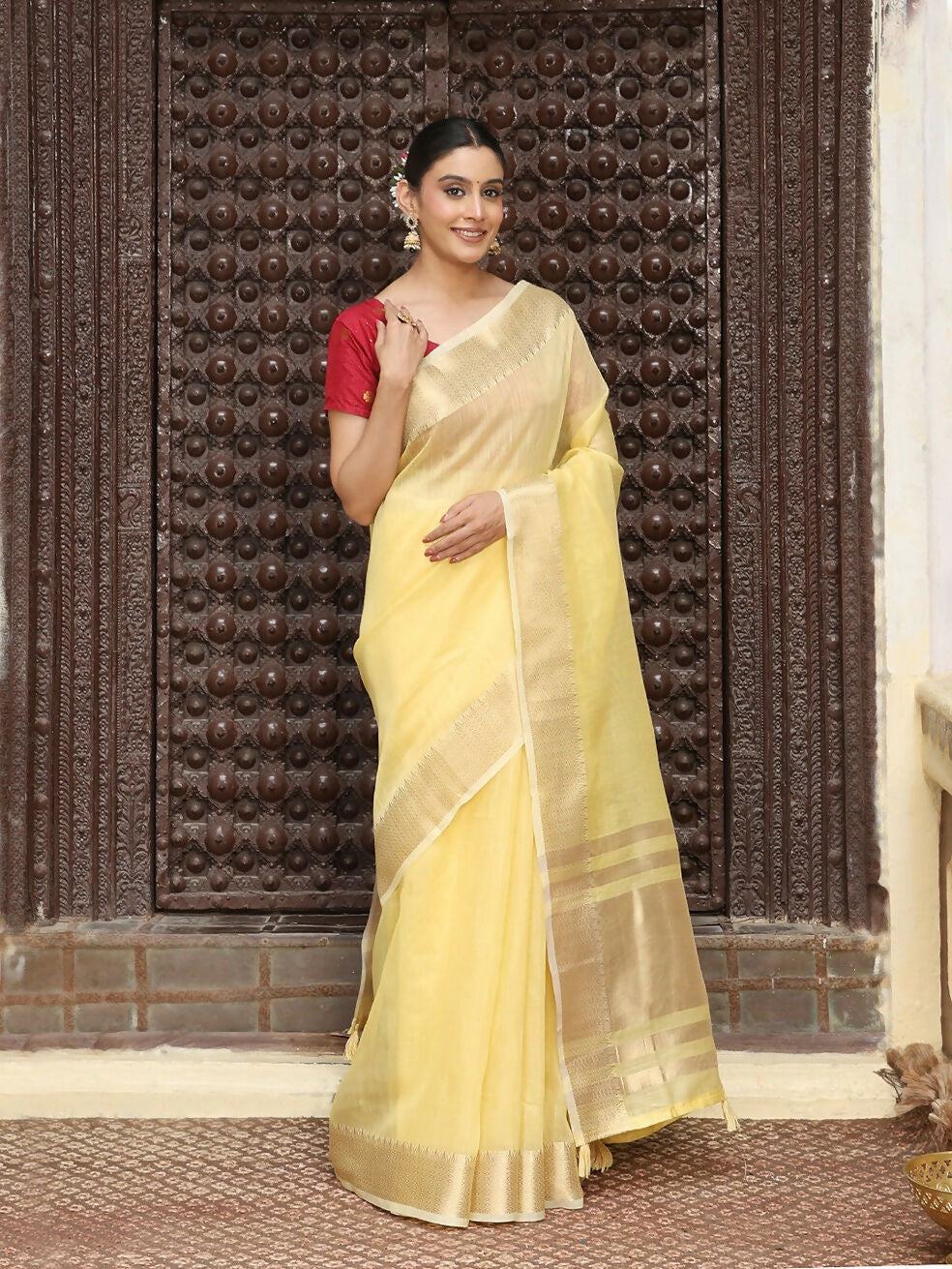 Shree Shyam Fashion Yellow Cotton Saree