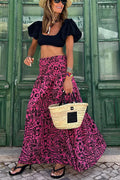Summer Floral Maxi Skirt with Elastic Waist