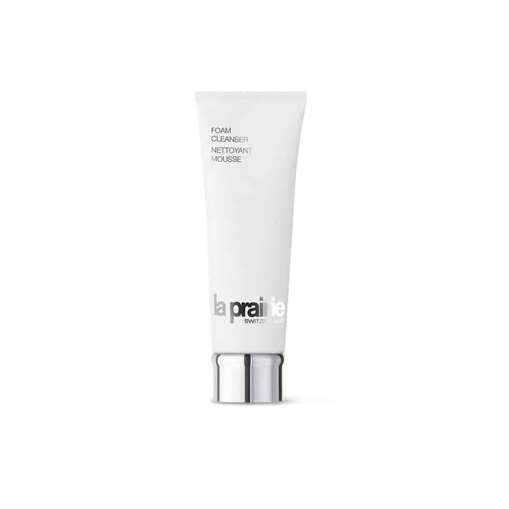 La Prairie Swiss Cellular Foam Cleanser in white and silver packaging