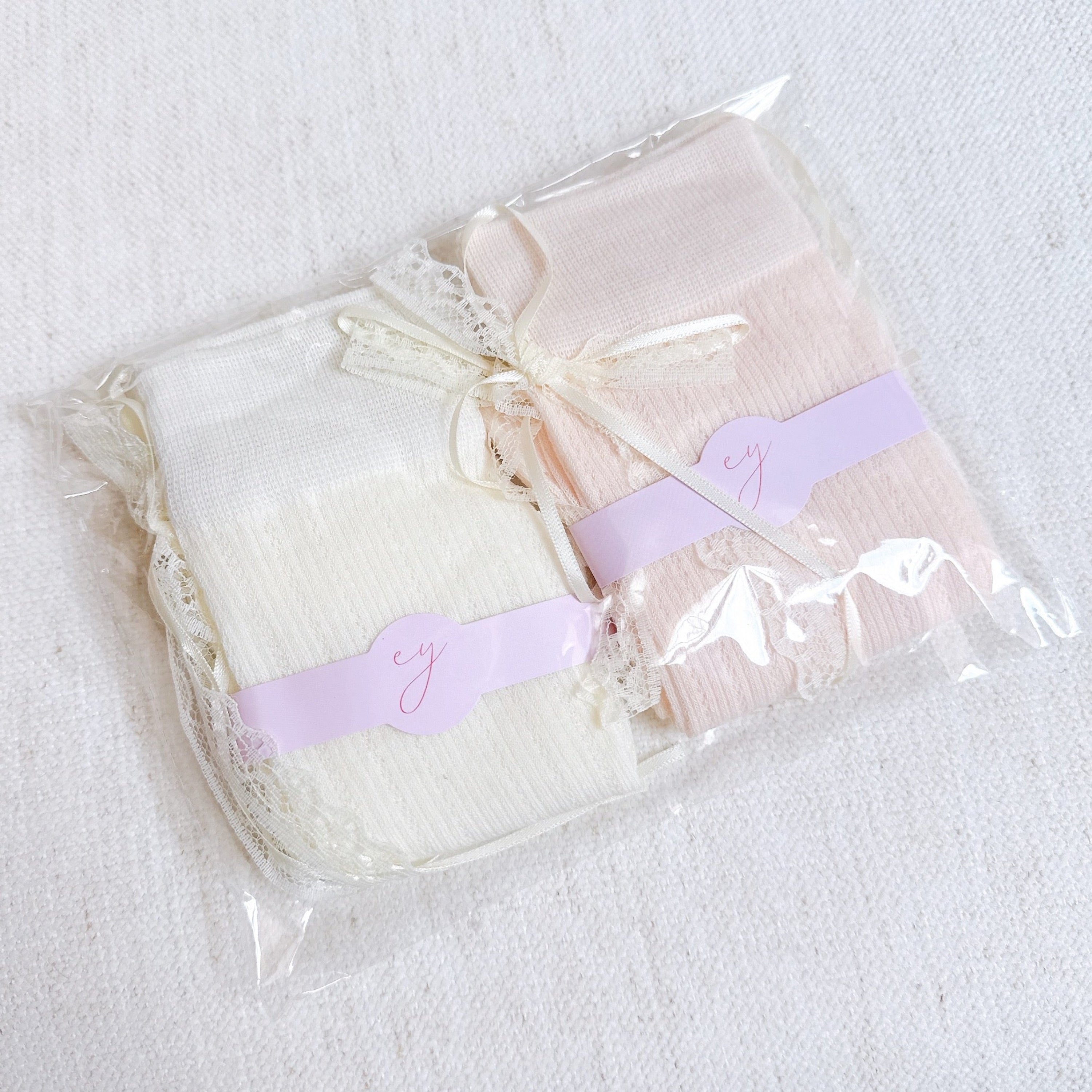 Lace And Satin Bow Back Socks Set Of 2