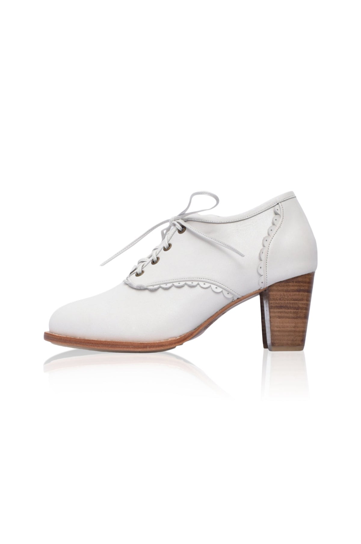 Lace Oxford Leather Heels