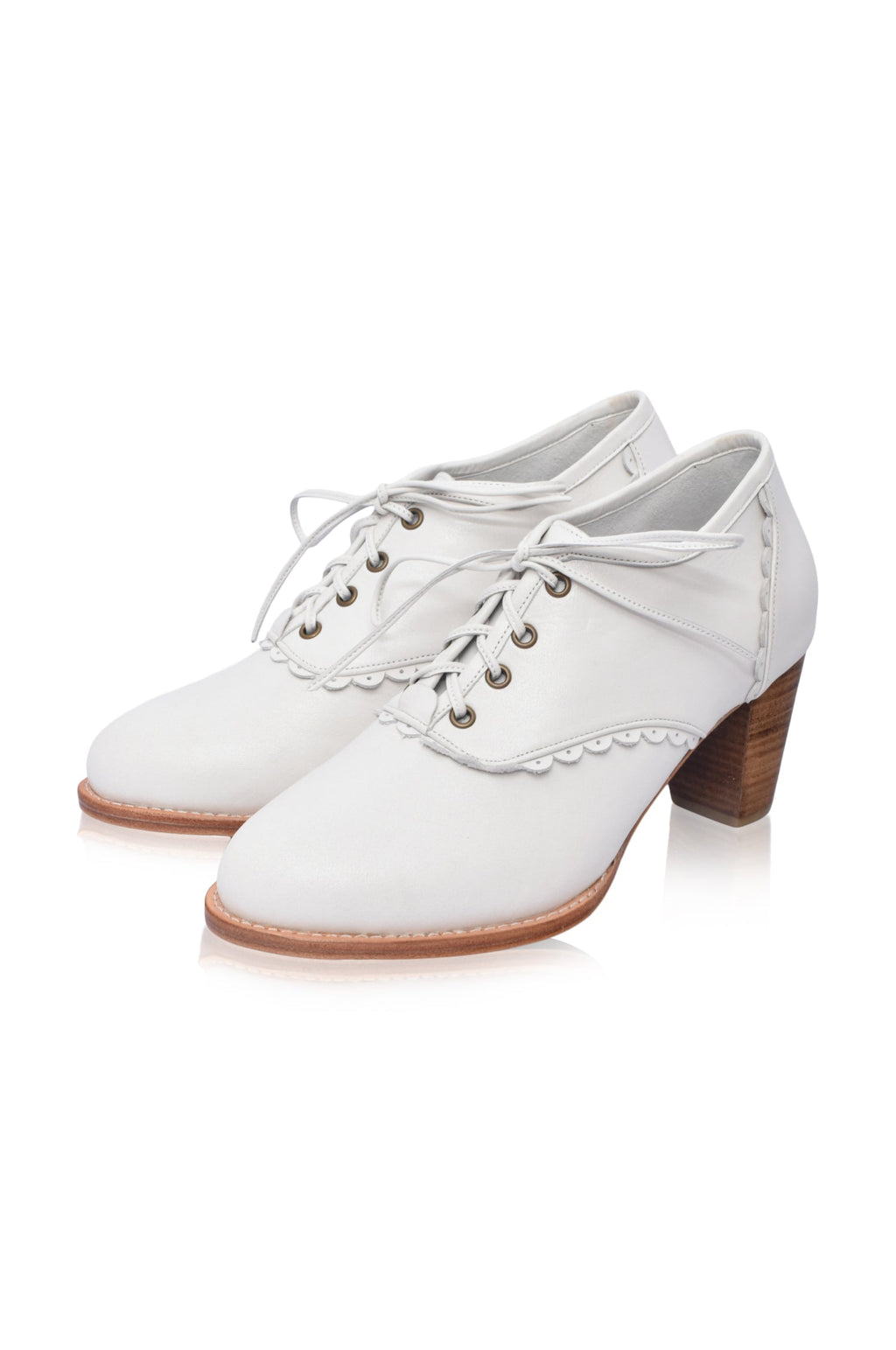 Lace Oxford Leather Heels