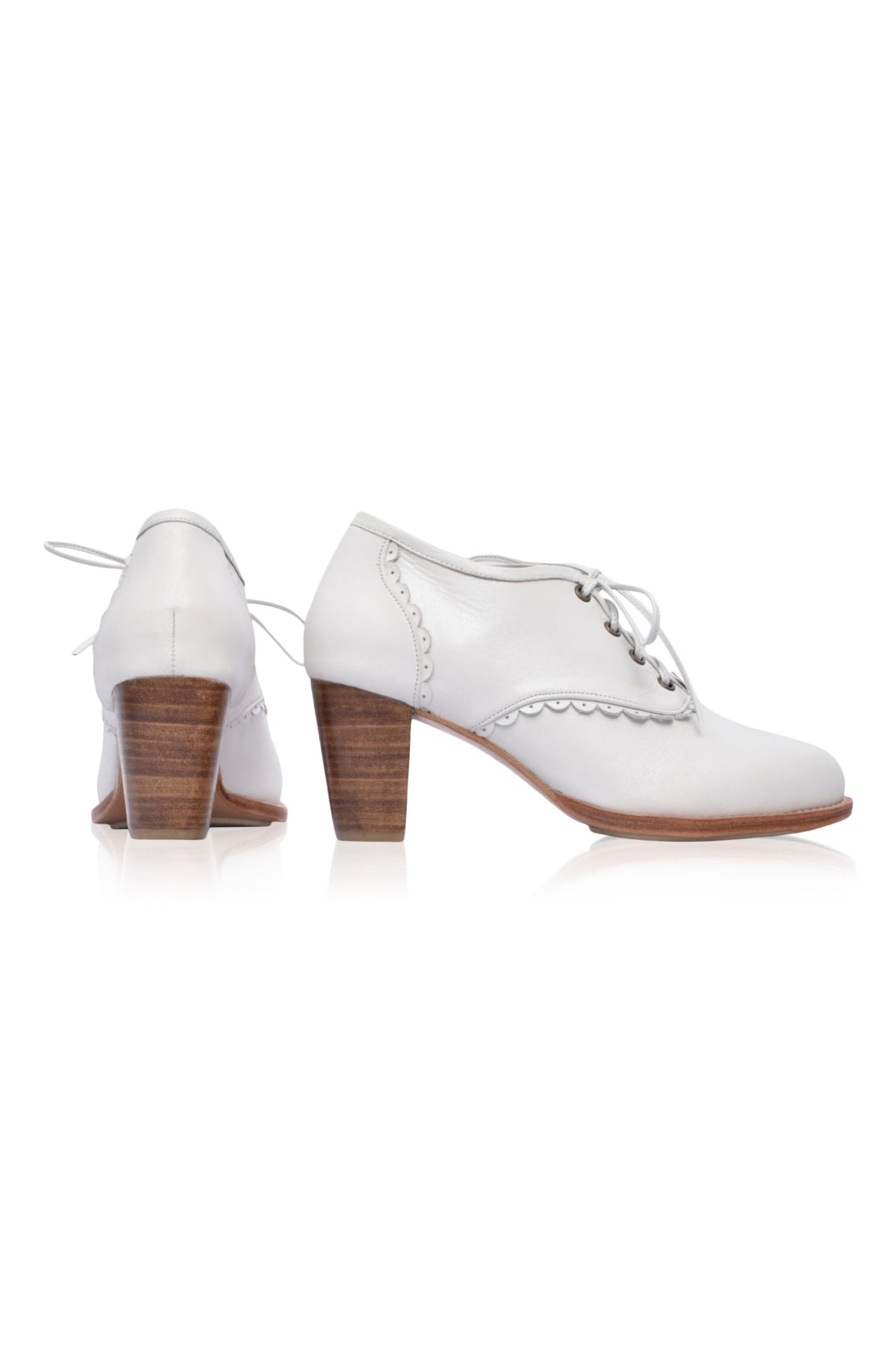 Lace Oxford Leather Heels