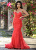 Reva Corset Gown - Red Floral Lace Dress