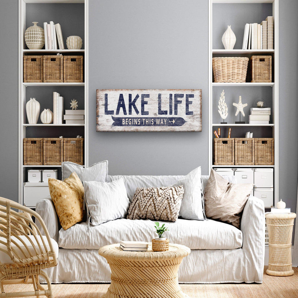 Personalized Lake Life Directional Sign Rustic Wooden Cabin Decor
