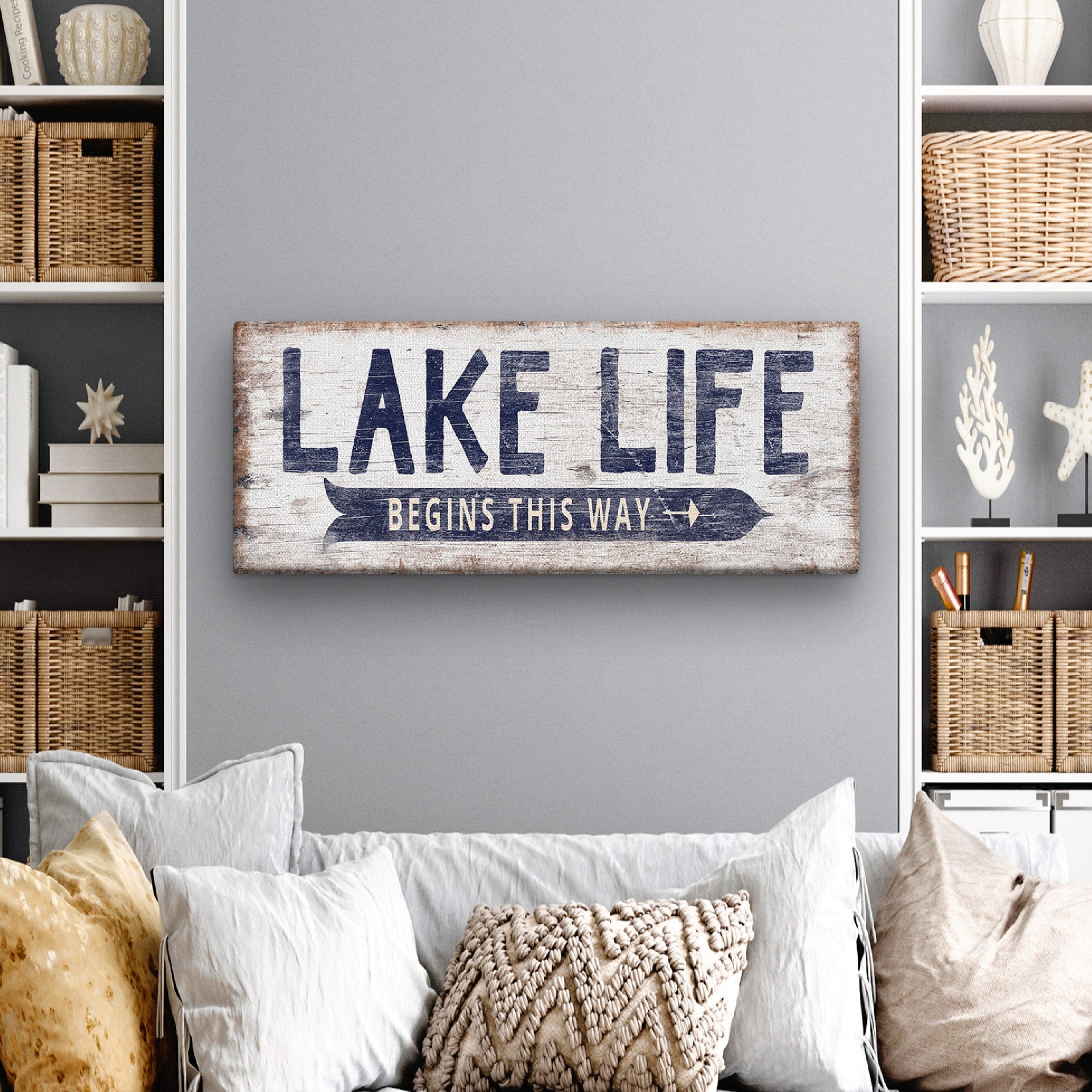 Personalized Lake Life Directional Sign Rustic Wooden Cabin Decor