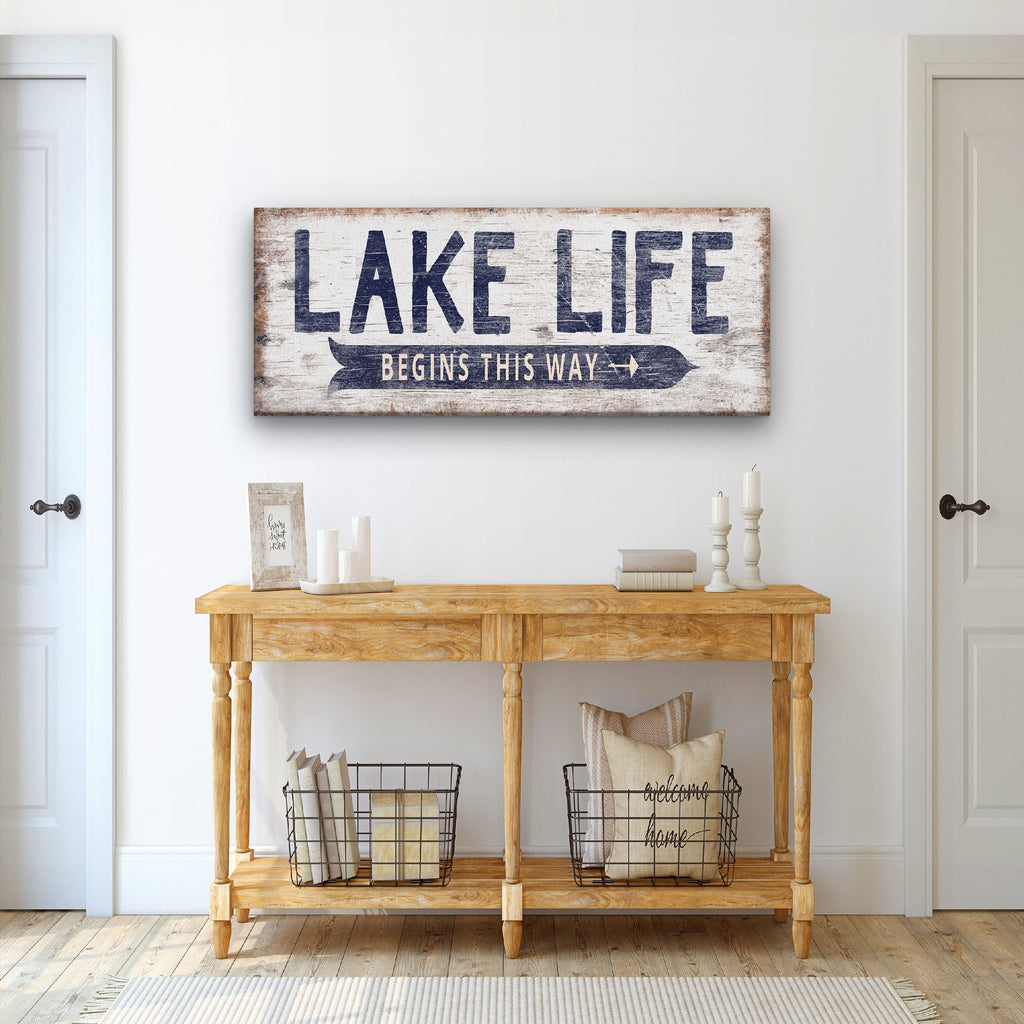Personalized Lake Life Directional Sign Rustic Wooden Cabin Decor