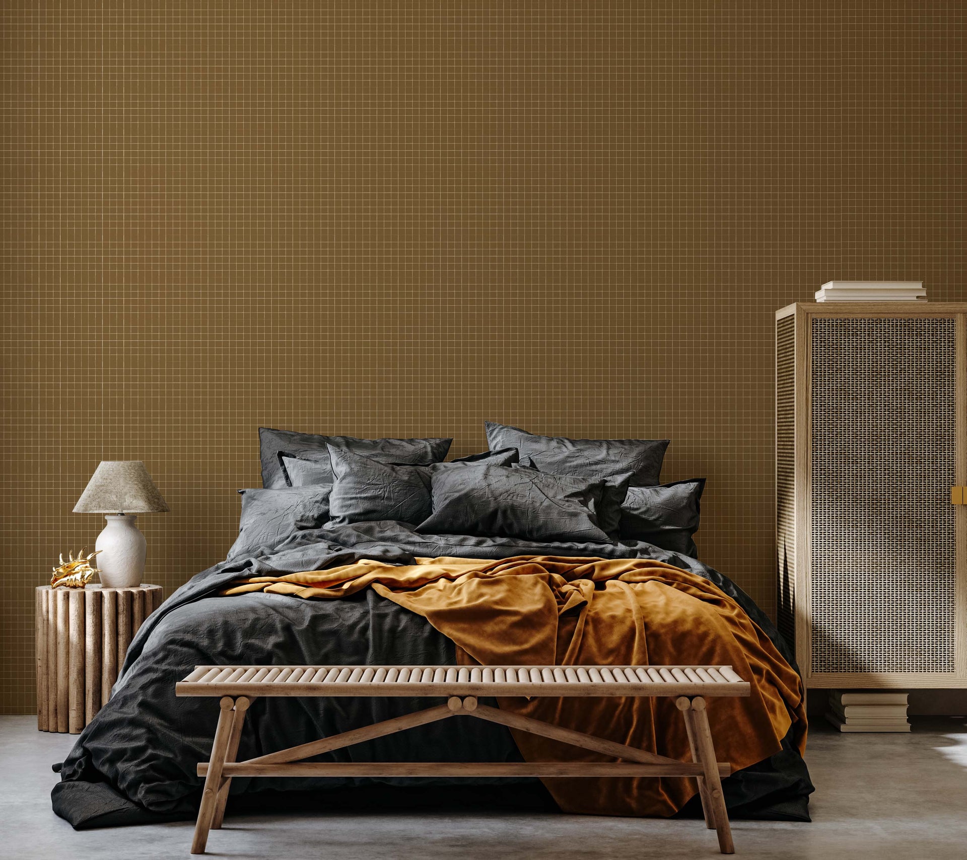 Laken Geometric Removable Wallpaper in Green and Brown