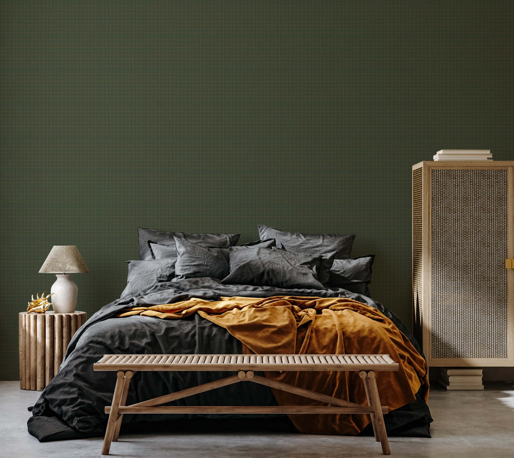 Laken Geometric Removable Wallpaper in Green and Brown