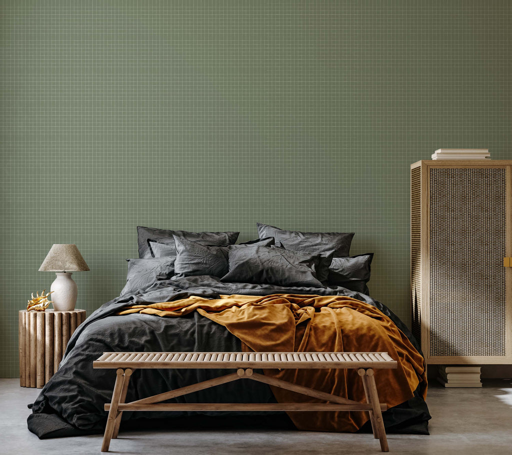 Laken Geometric Removable Wallpaper in Green and Brown