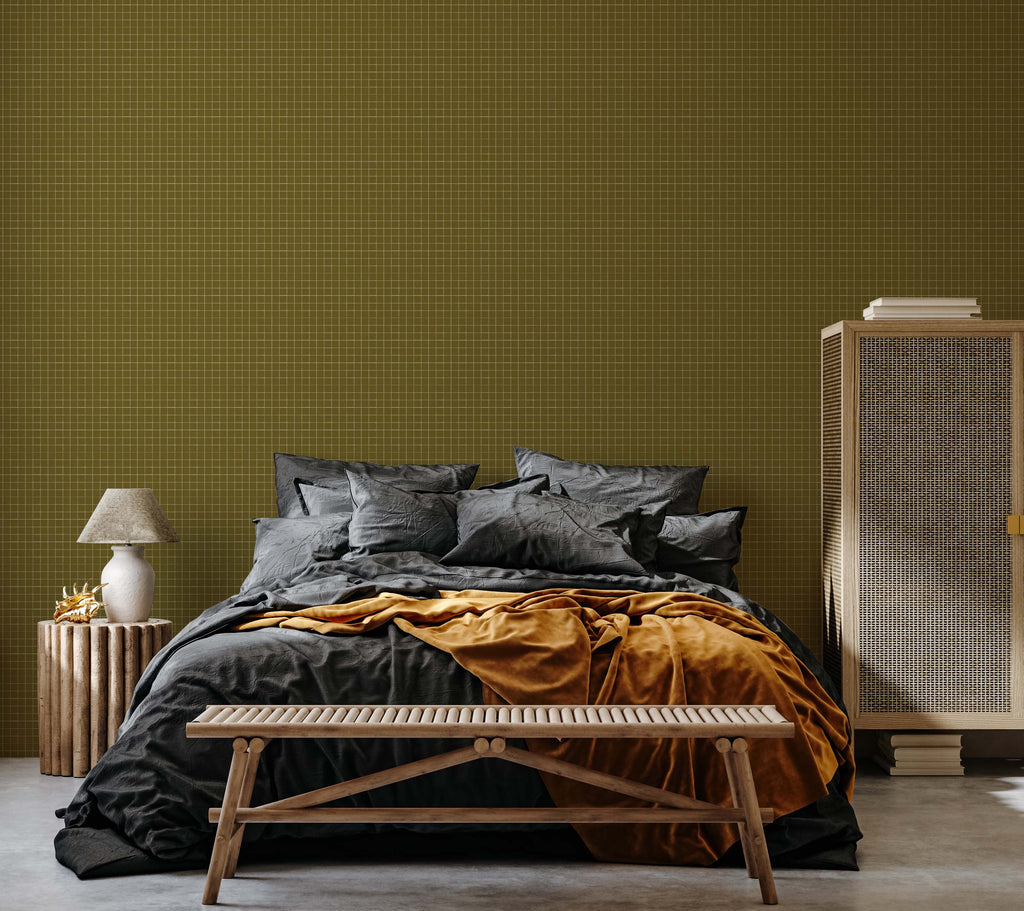 Laken Geometric Removable Wallpaper in Green and Brown