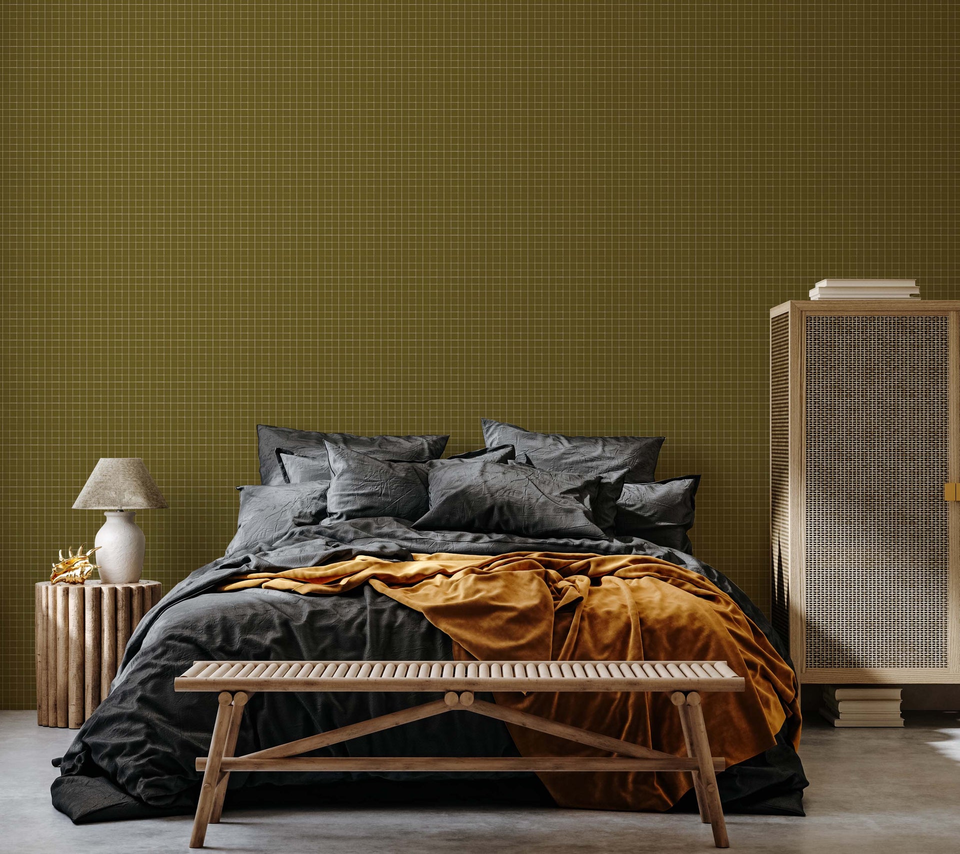 Laken Geometric Removable Wallpaper in Green and Brown
