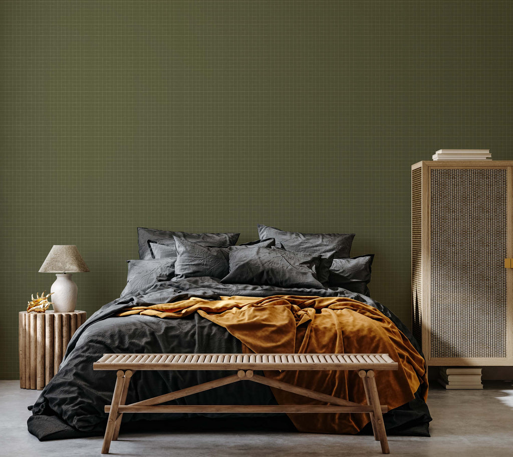 Laken Geometric Removable Wallpaper in Green and Brown