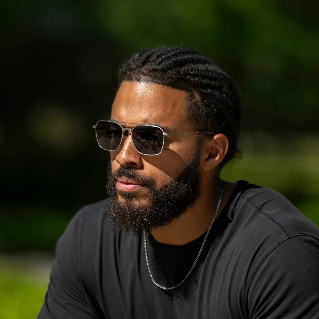 The Langley Navigator Sunglasses in Silver Smoke