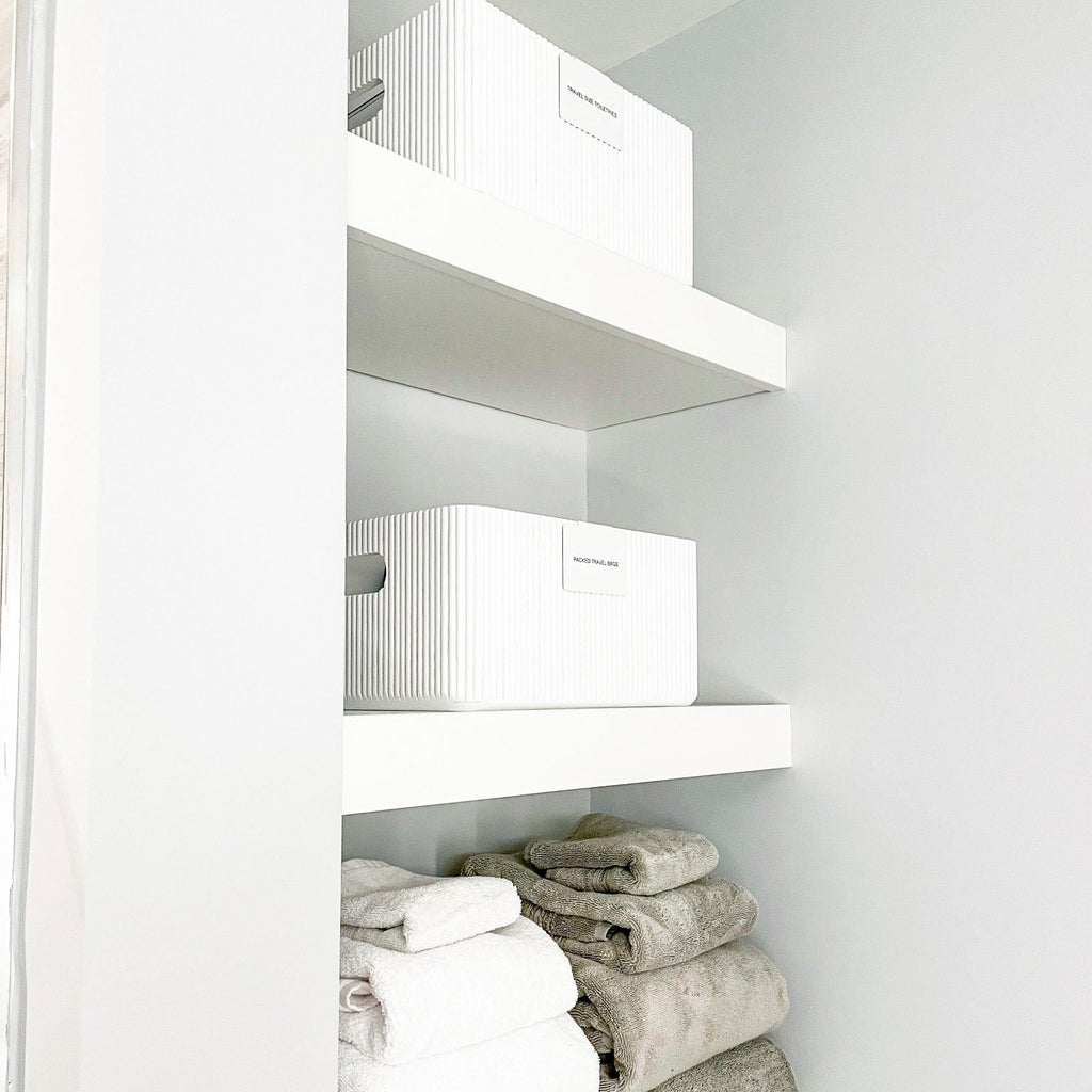 Wooden Ribbed Bin in White Decorative Fluted Storage Organizer - Image 10