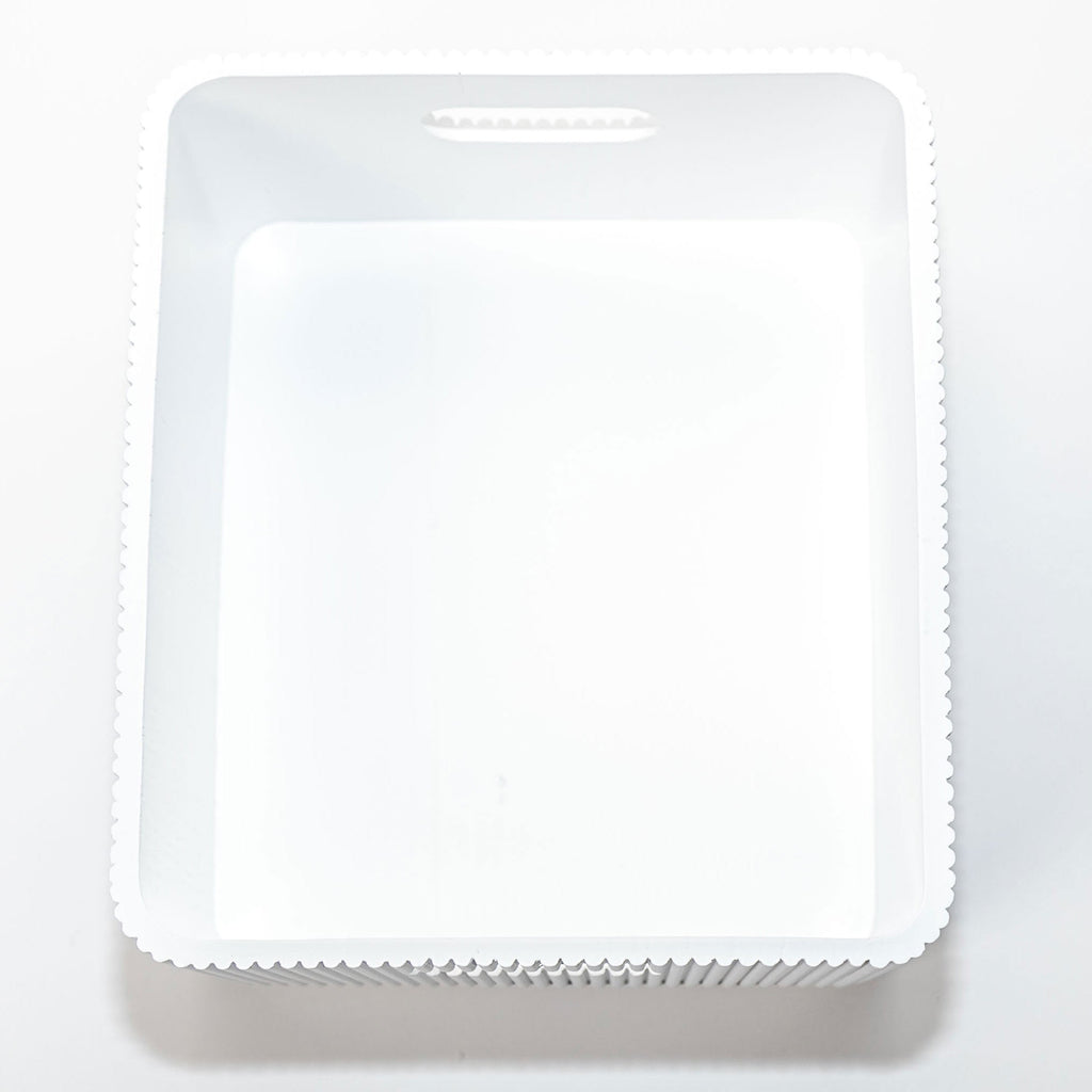 Wooden Ribbed Bin in White Decorative Fluted Storage Organizer - Image 3
