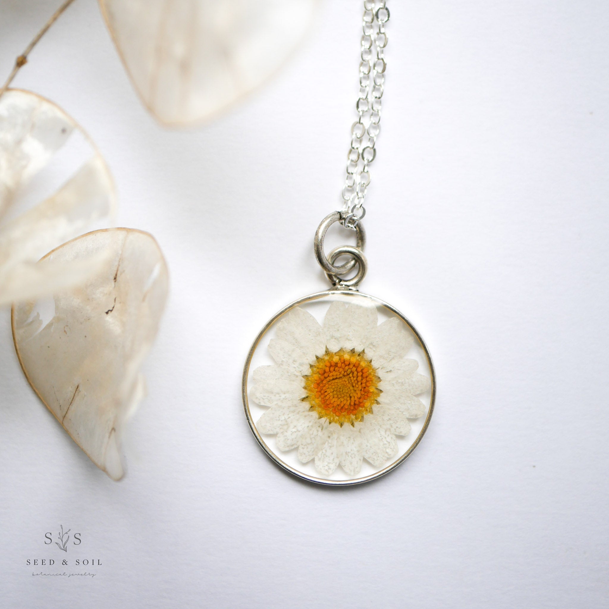 Large Round Botanical Pendant Gold & Silver Plated