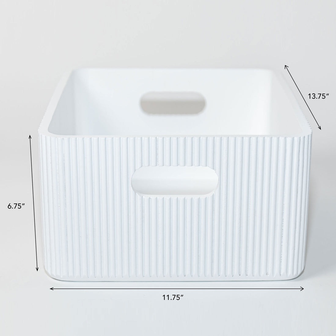 Wooden Ribbed Bin in White Decorative Fluted Storage Organizer - Image 4
