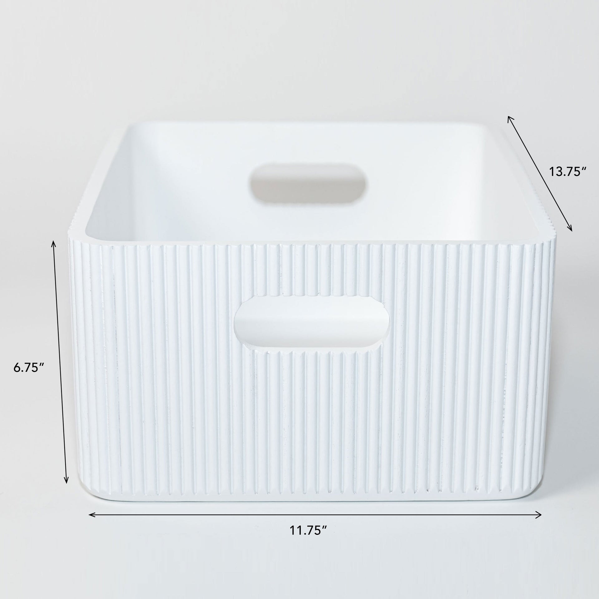 Wooden Ribbed Bin in White Decorative Fluted Storage Organizer - Image 4