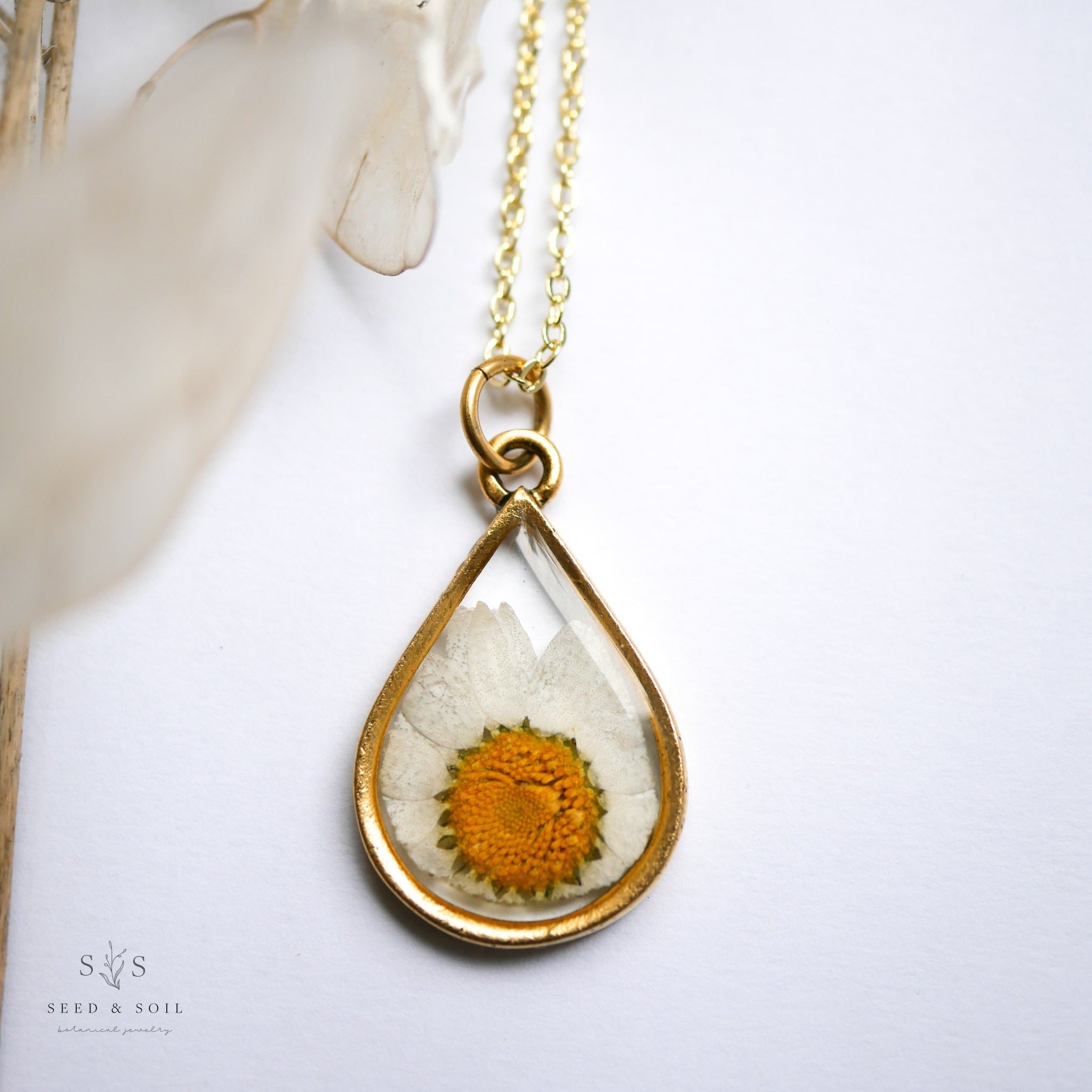 Large Teardrop Botanical Necklace
