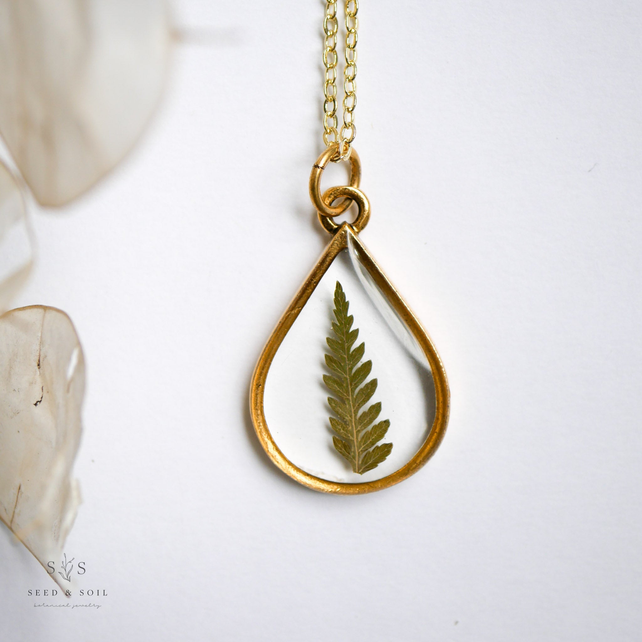 Large Teardrop Botanical Necklace
