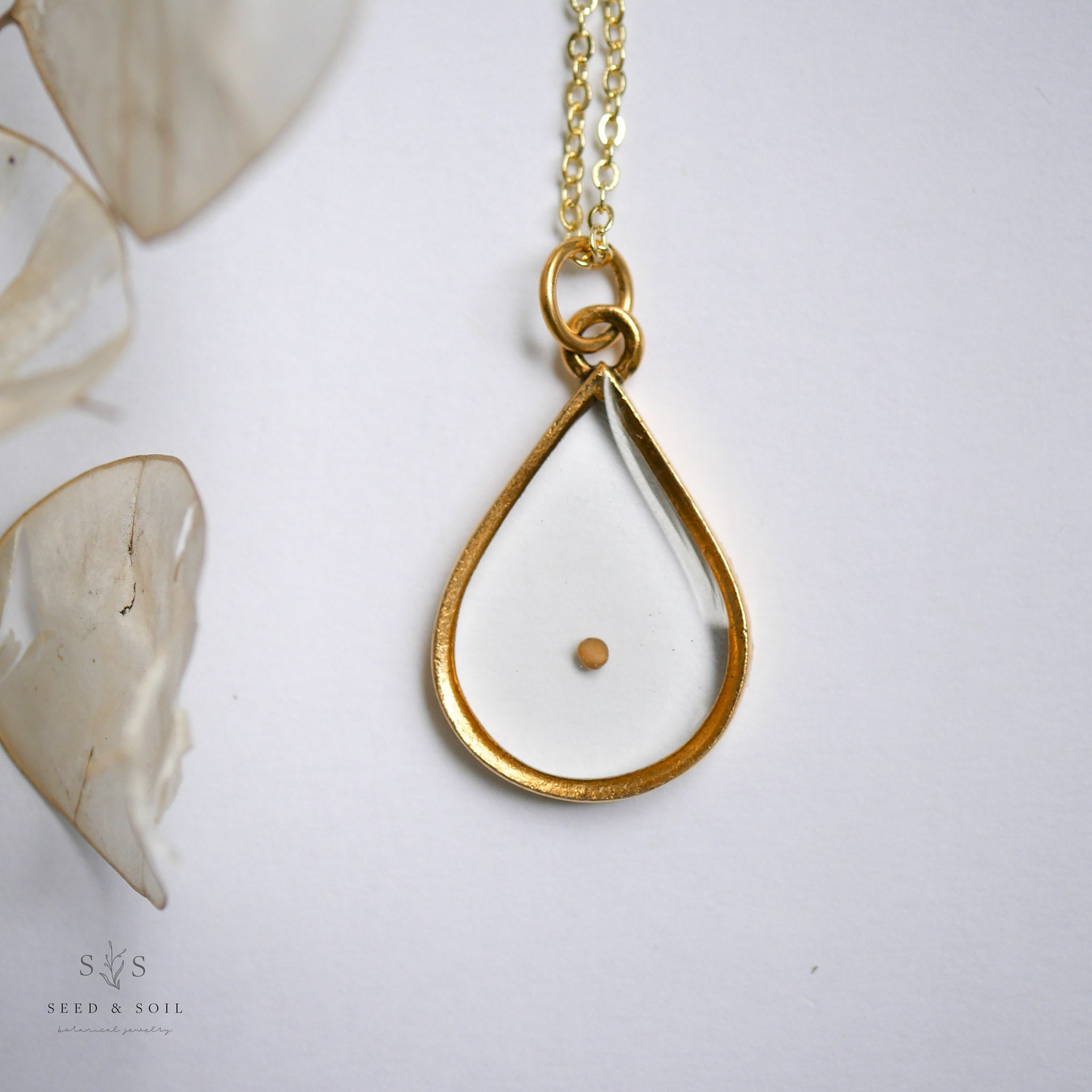 Large Teardrop Botanical Necklace