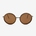 Largo oversized rounded sunglasses with metal and wood frame
