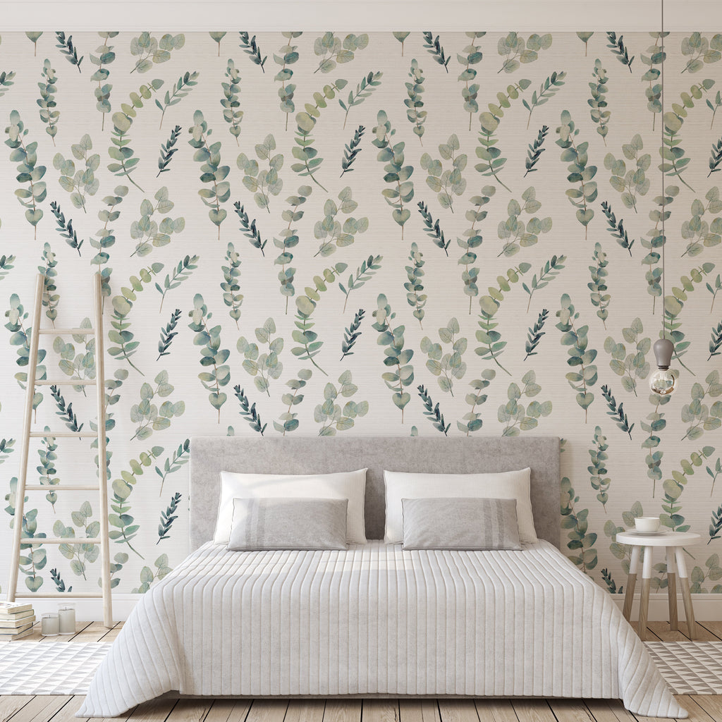 Lark Floral Peel and Stick Wallpaper in Sage-Green and Blue-Grey