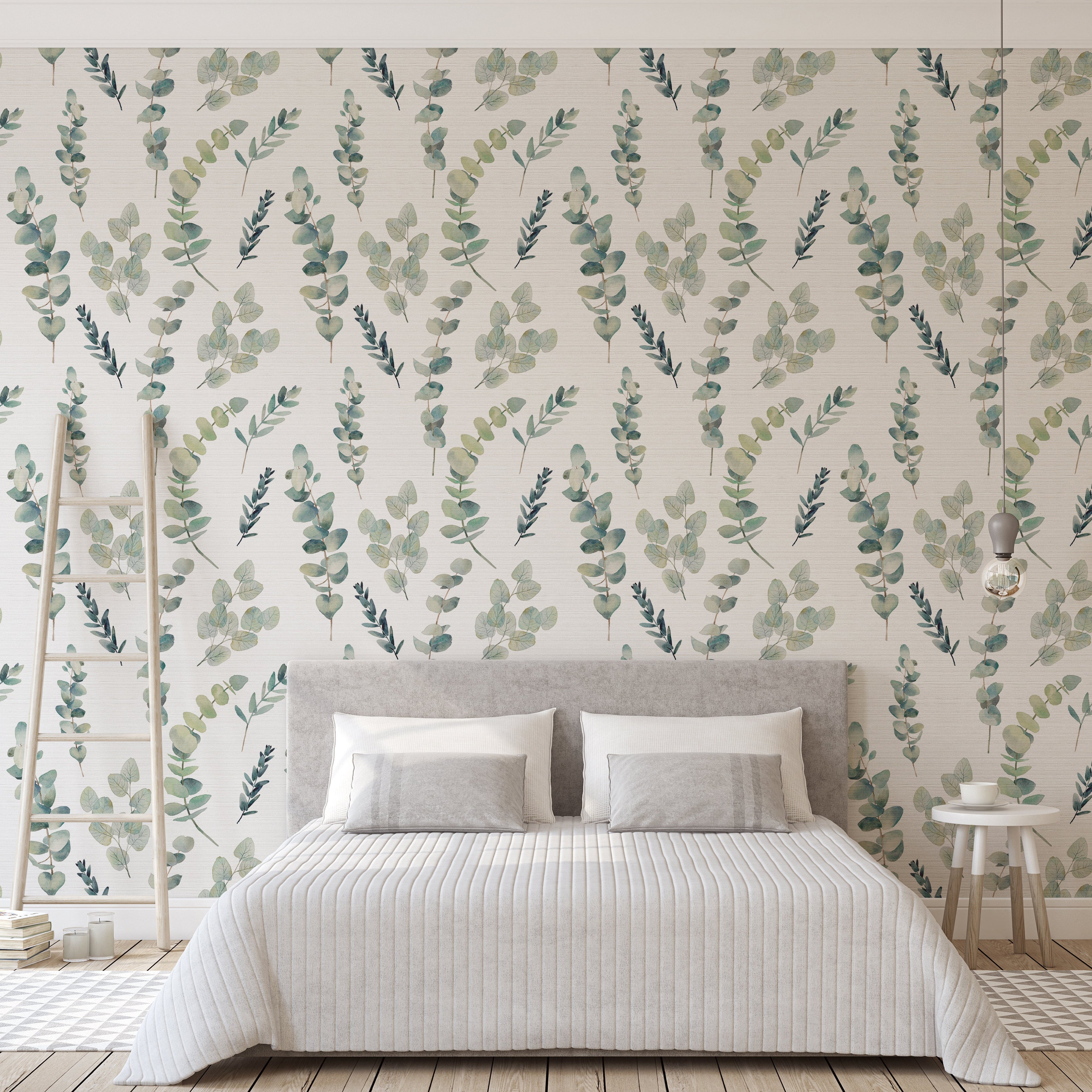 Lark Floral Peel and Stick Wallpaper in Sage-Green and Blue-Grey
