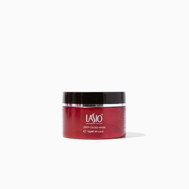4oz container of Lasio Hypersilk Deep Cacao Masque for intensive hair repair