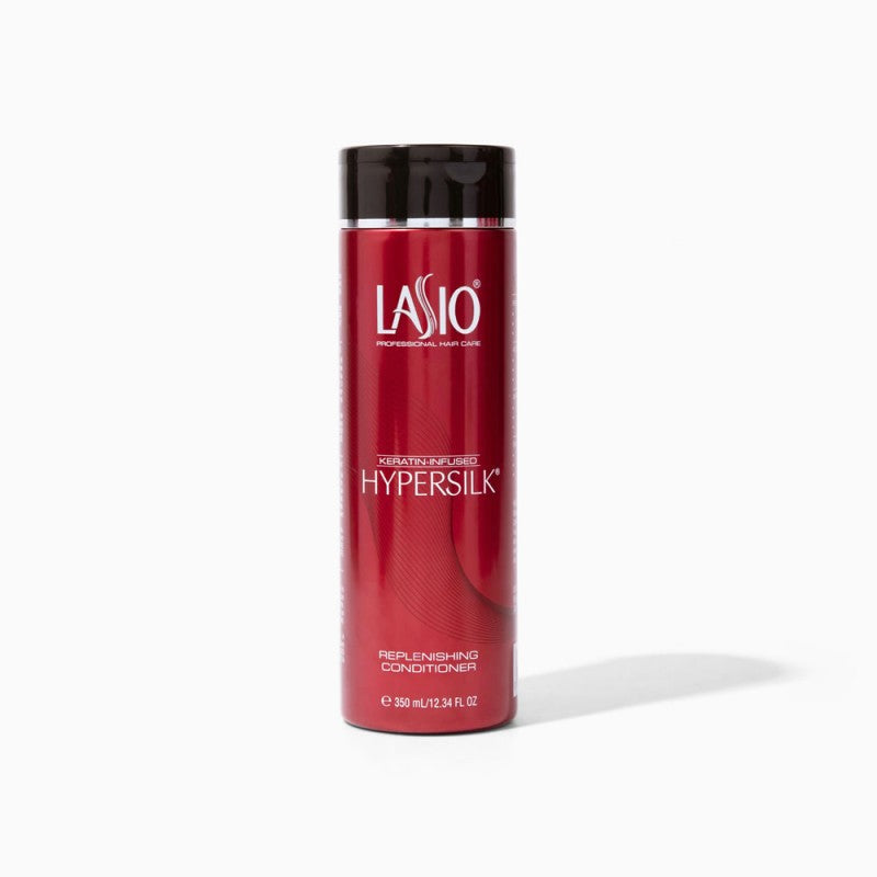 Bottle of Lasio Hypersilk Replenishing Conditioner for repairing dry, damaged hair