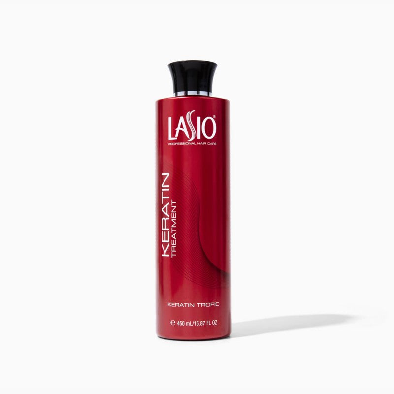 Keratin Tropic smoothing treatment bottle for frizz-free, manageable hair