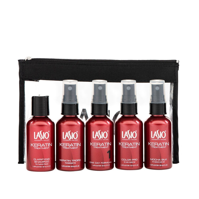 LASIO Pro Kit featuring four 2-oz bottles of professional keratin treatment solutions.