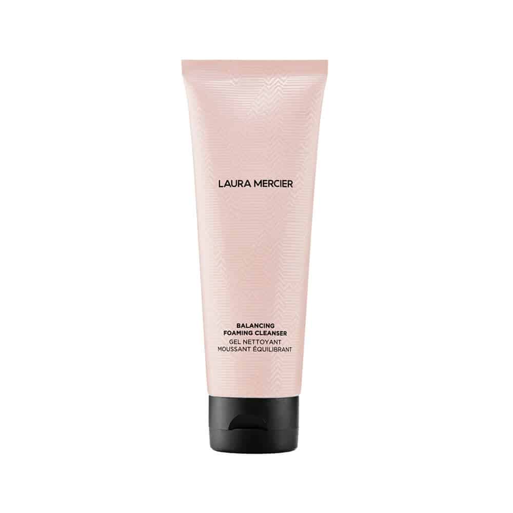 Laura Mercier Balancing Foaming Cleanser in pink and black packaging