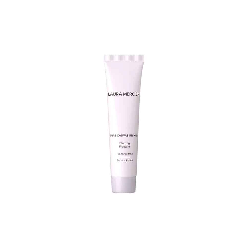 Laura Mercier Pure Canvas Primer Blurring Mini in pink and white packaging.