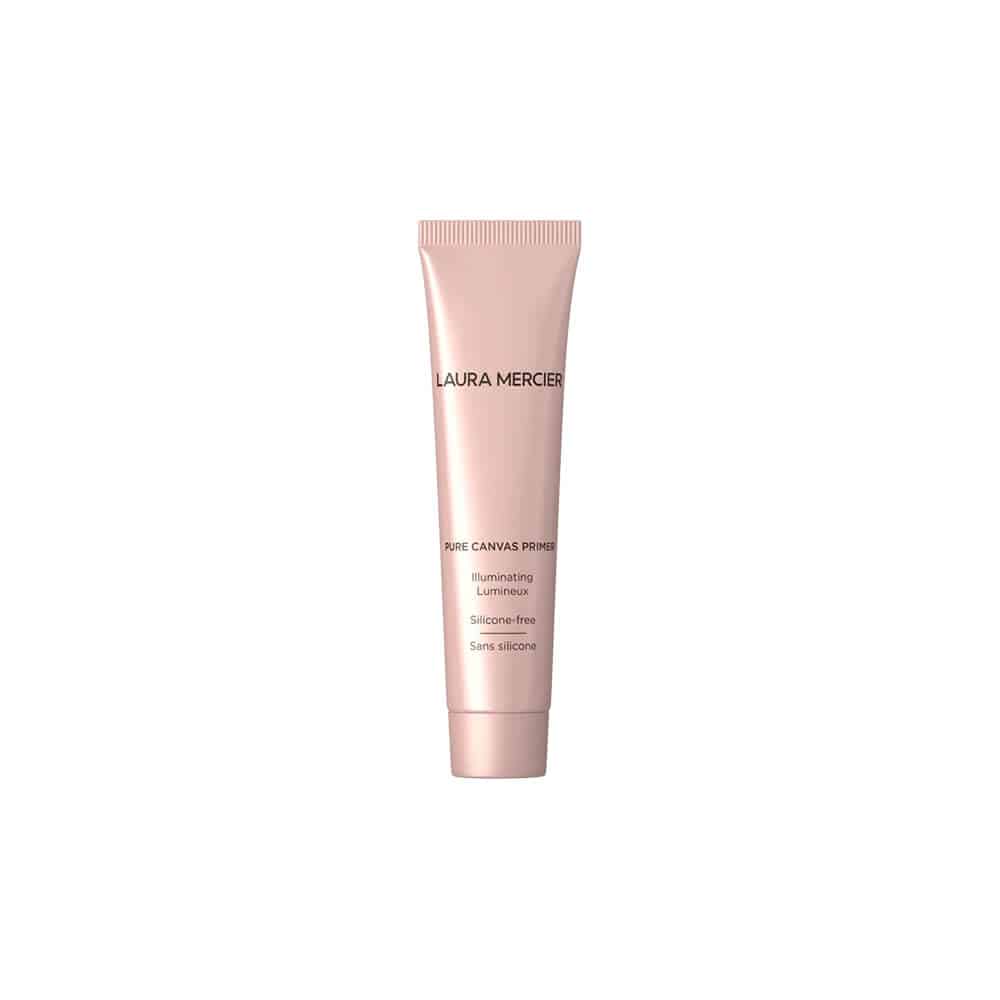 Laura Mercier Pure Canvas Illuminating Primer Mini tube in rose-gold and nude packaging