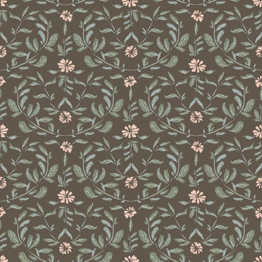 Laurie Botanical Removable Wallpaper in Green, Cream and Taupe