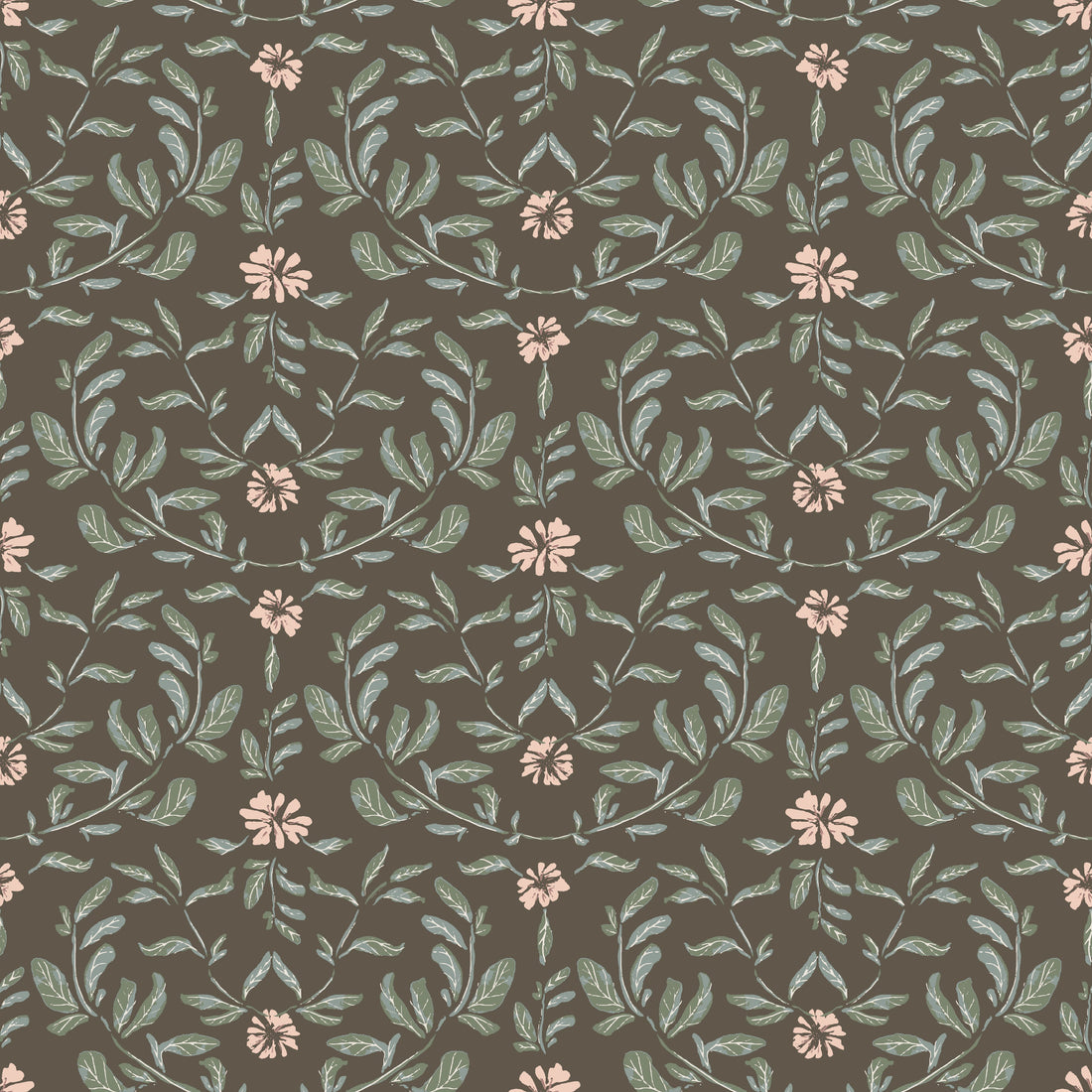 Laurie Botanical Removable Wallpaper in Green, Cream and Taupe