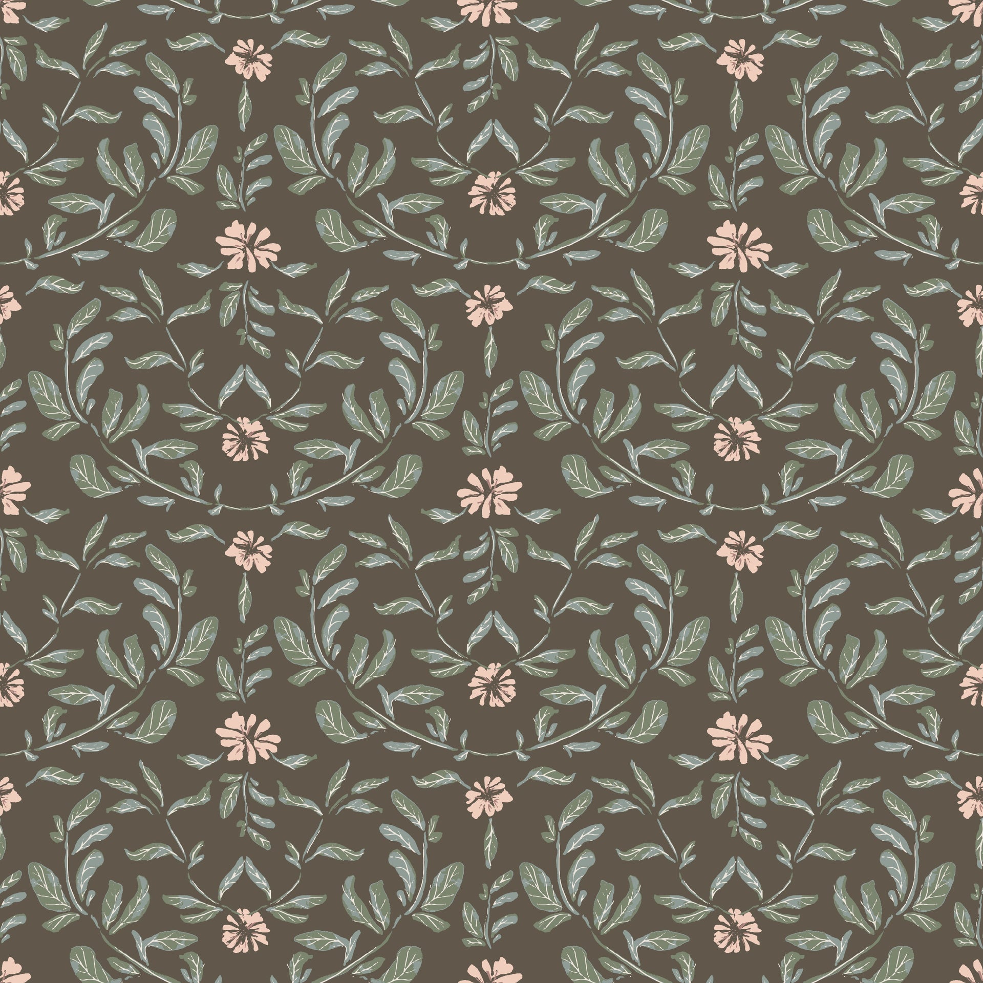 Laurie Botanical Removable Wallpaper in Green, Cream and Taupe