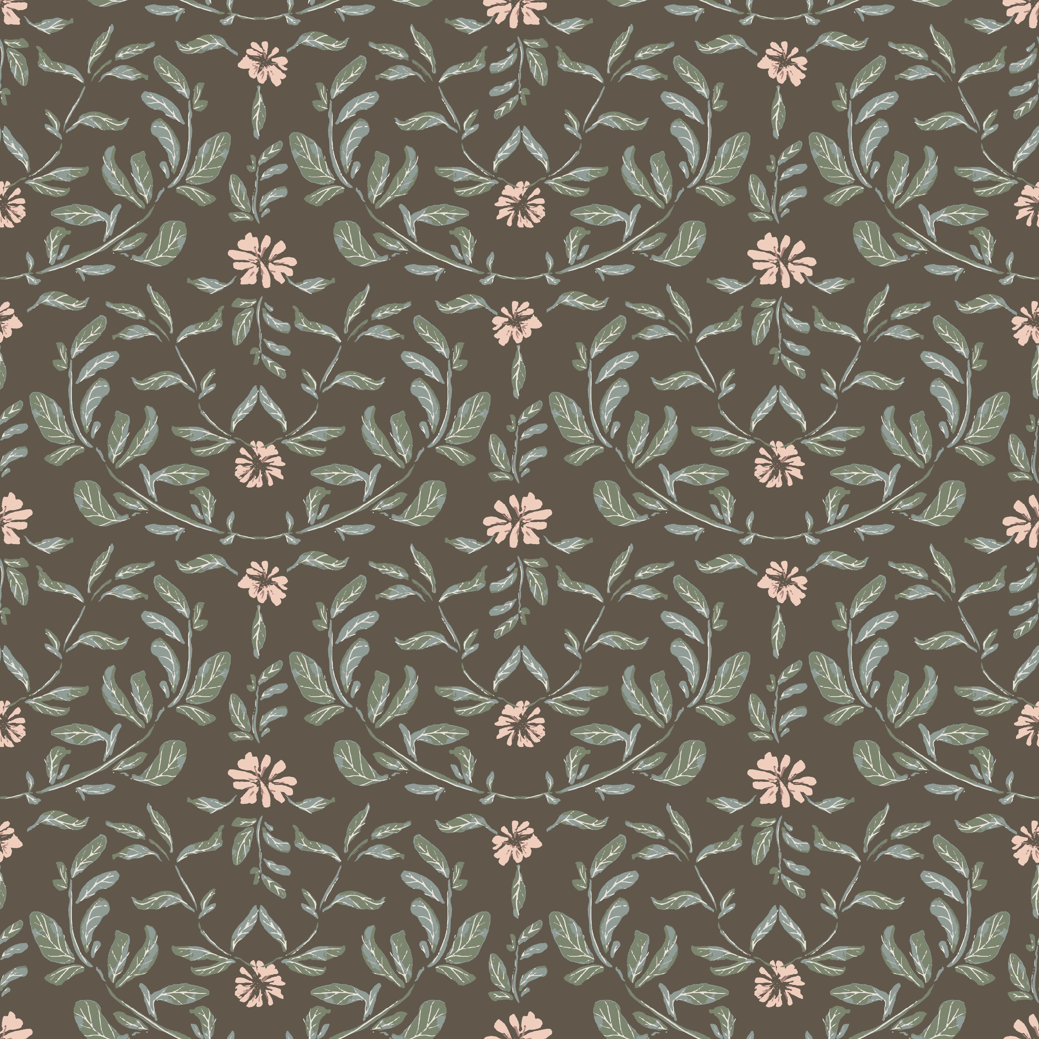 Laurie Botanical Removable Wallpaper in Green, Cream and Taupe