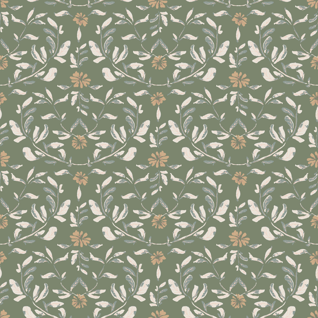 Laurie Botanical Removable Wallpaper in Green, Cream and Taupe