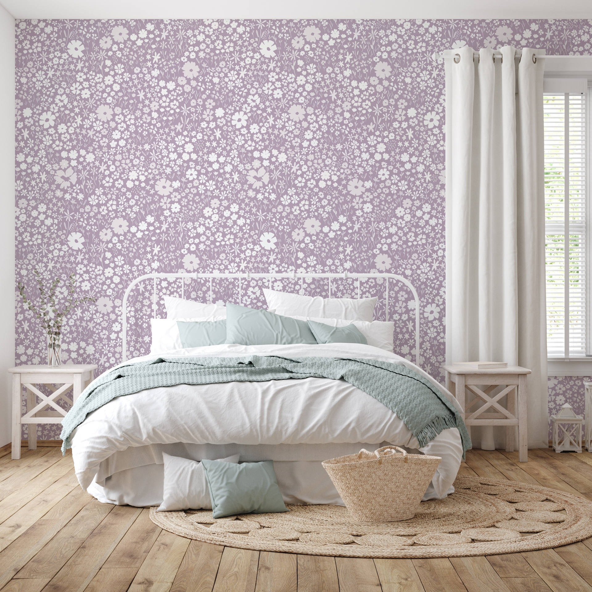 April Floral Removable Wallpaper - Pink, Terracotta & Green