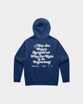 Sueded Slogan Hoodie - Cobalt