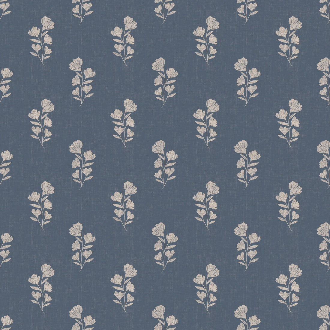 Layne Floral Removable Wallpaper in Navy Blue and Cream